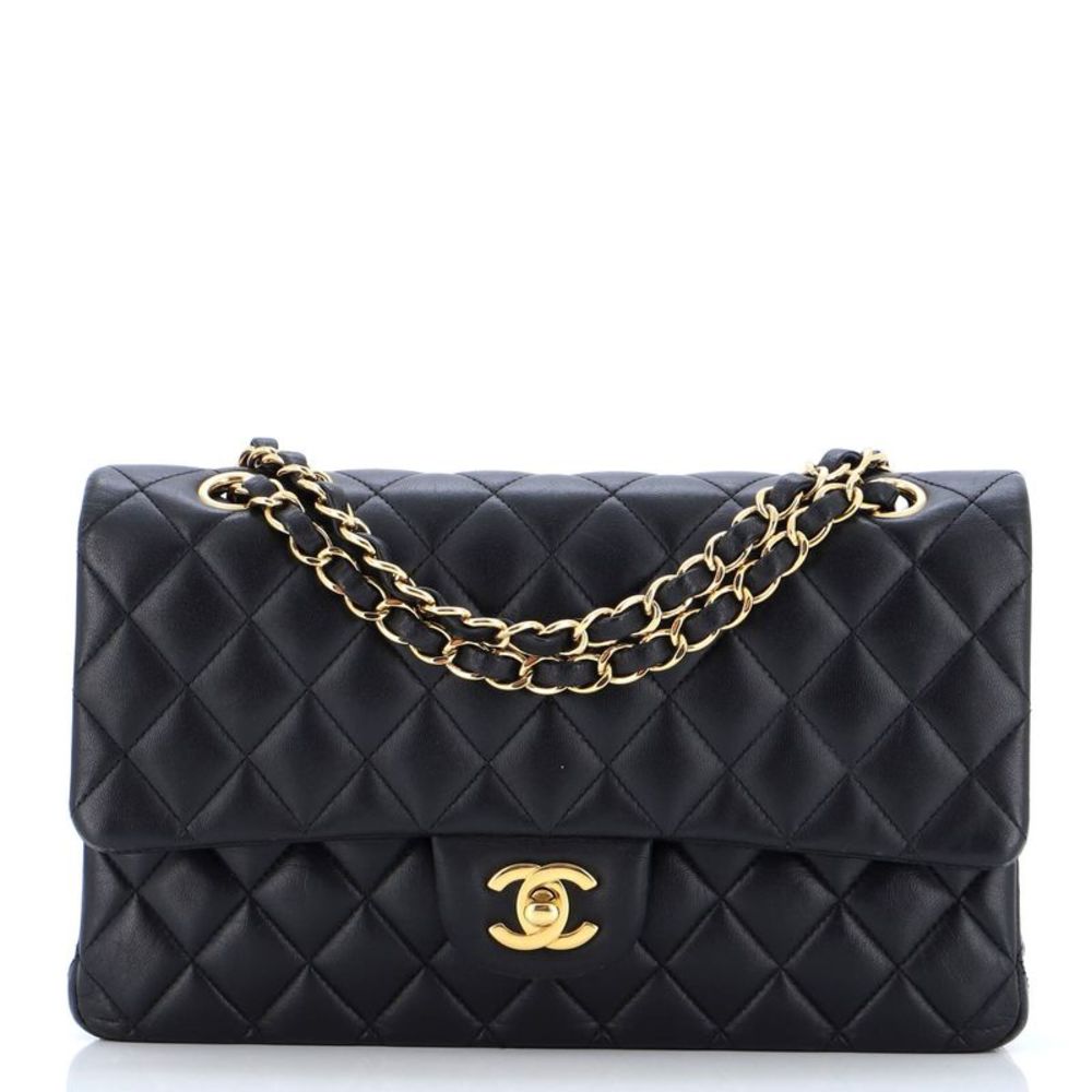 Chanel Classic Double Flap Bag Quilted Lambskin Medium Black